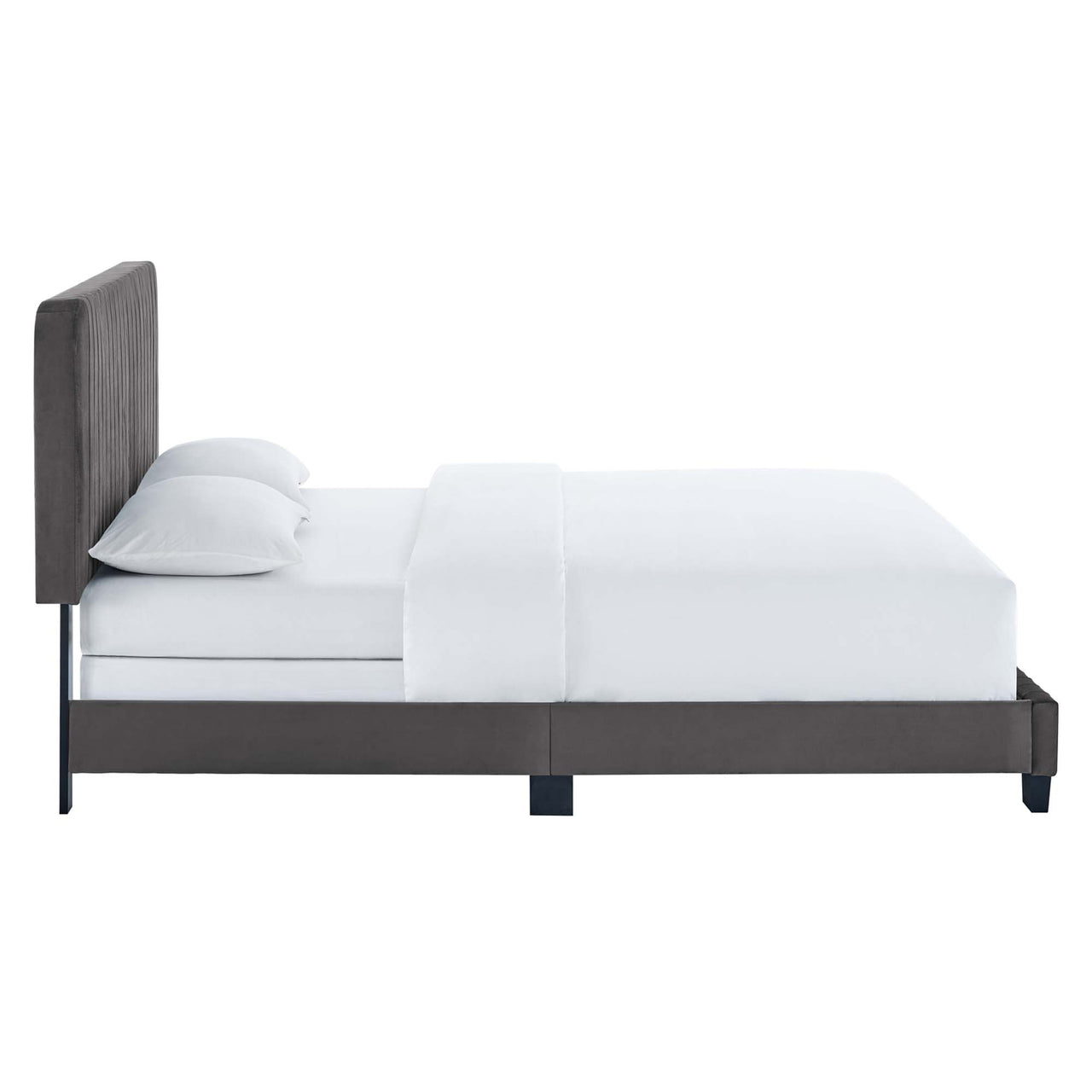 Heavenly Velvet King Bed, Gray