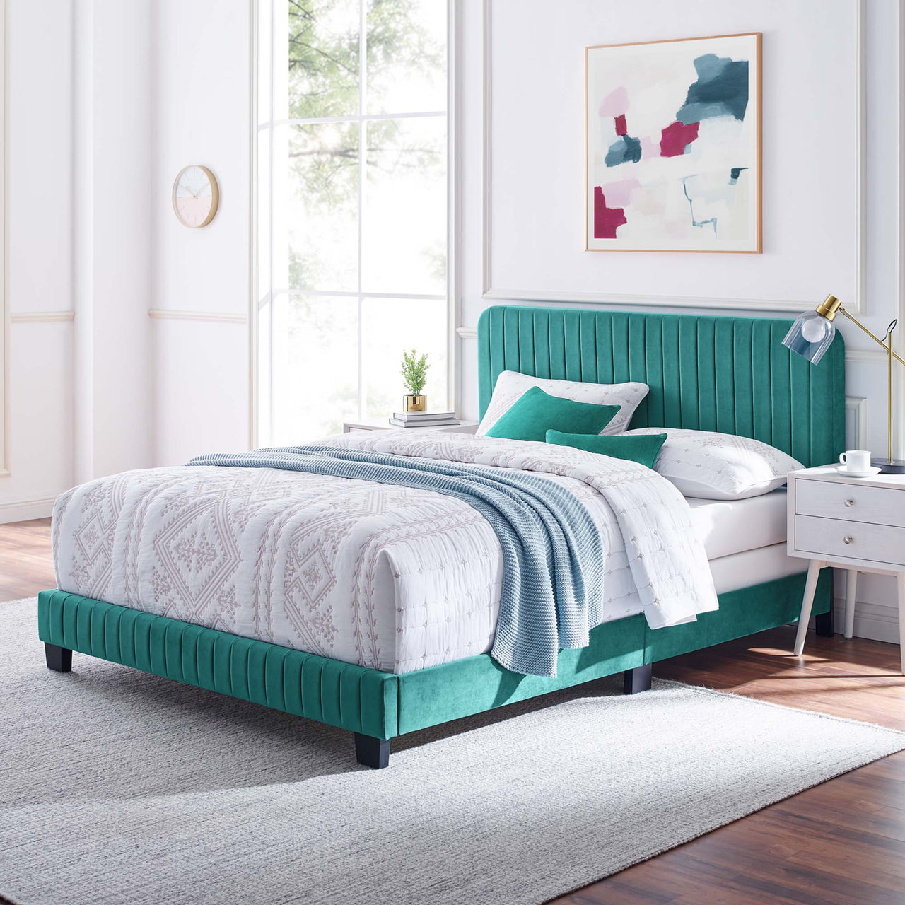 Heavenly Velvet King Bed, Teal