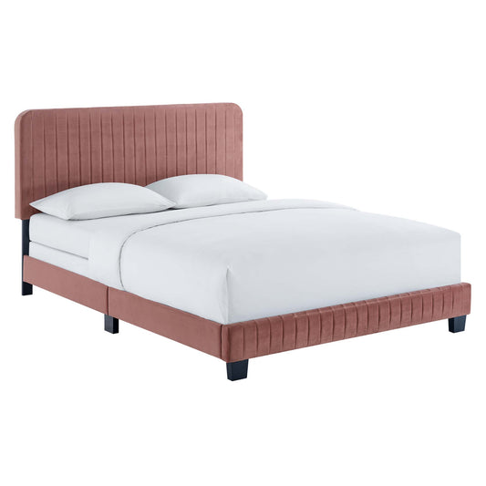 Heavenly Velvet Queen Bed, Dusty Rose