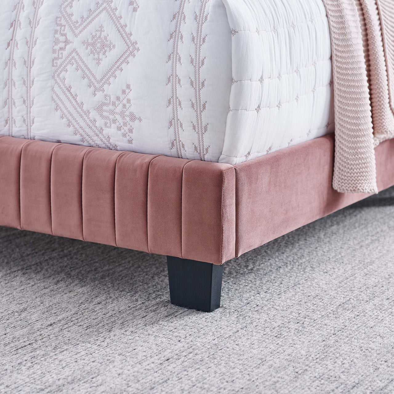 Heavenly Velvet Queen Bed, Dusty Rose