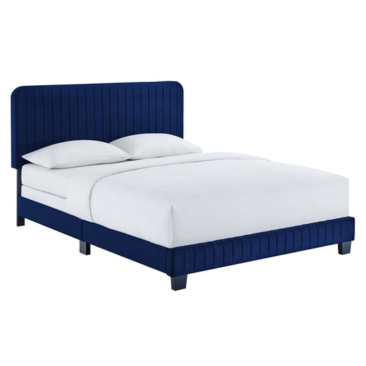 Heavenly Velvet Queen Bed, Navy