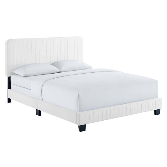 Heavenly Velvet Queen Bed, White