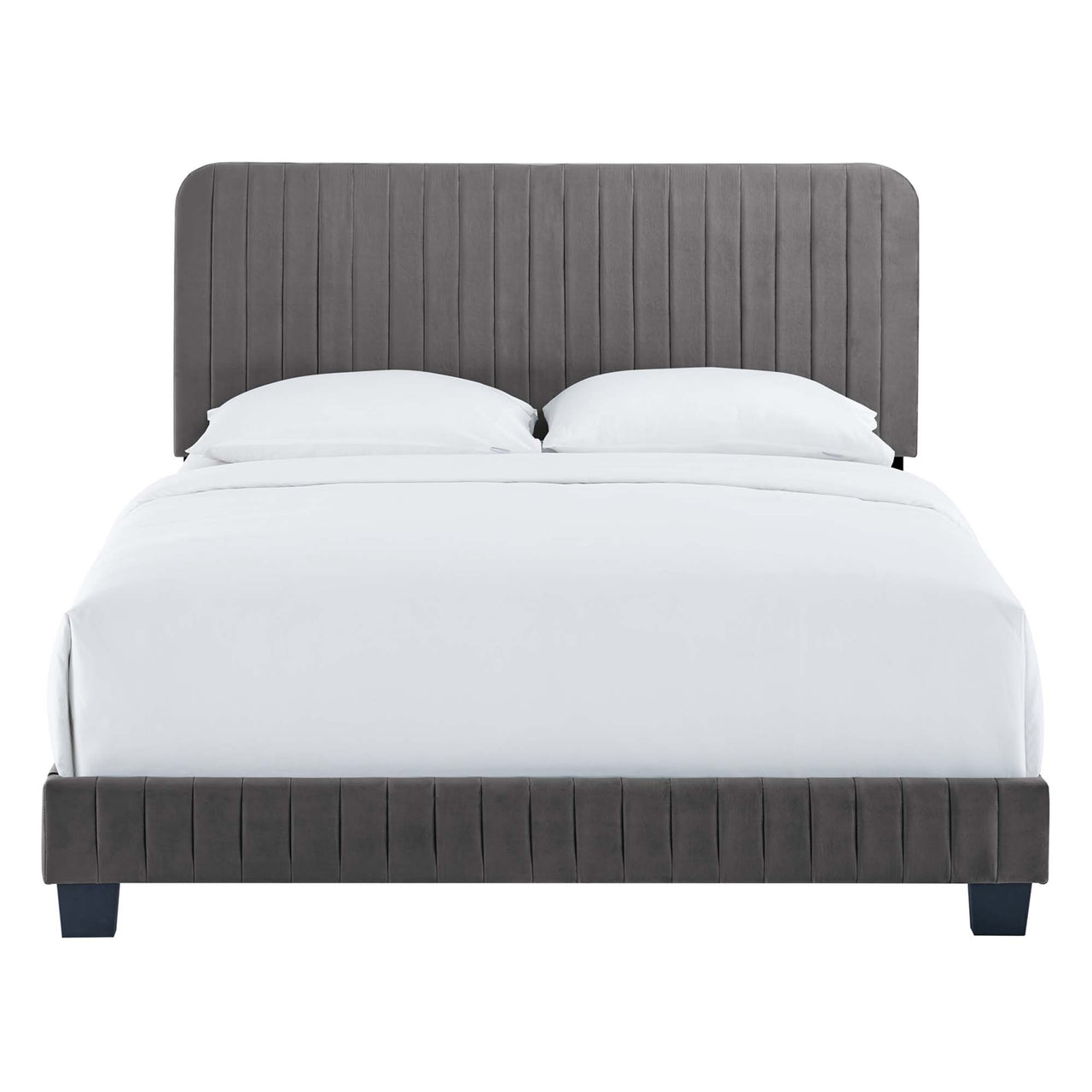 Heavenly Velvet Full Bed, Gray
