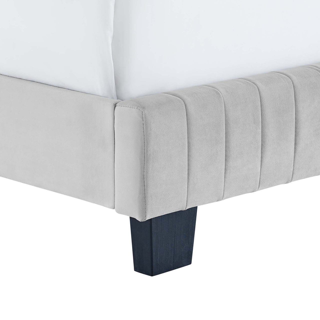 Heavenly Velvet Full Bed, Light Gray