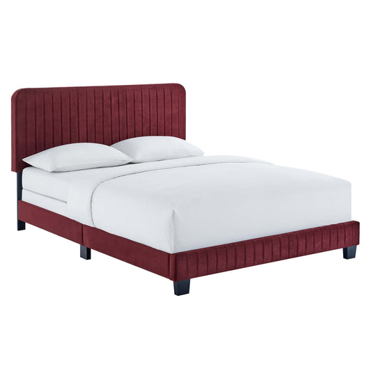 Heavenly Velvet Full Bed, Maroon