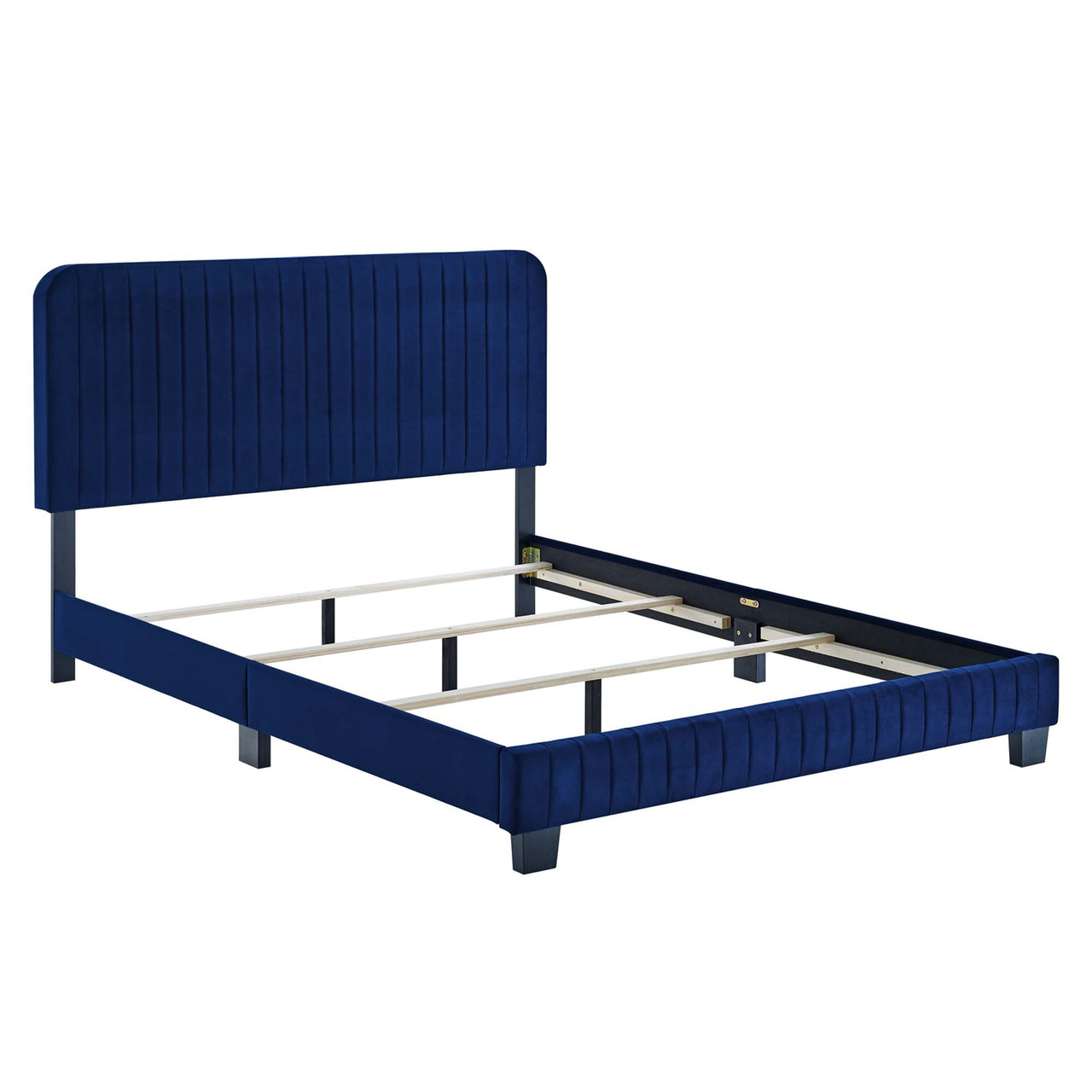 Heavenly Velvet Full Bed, Navy