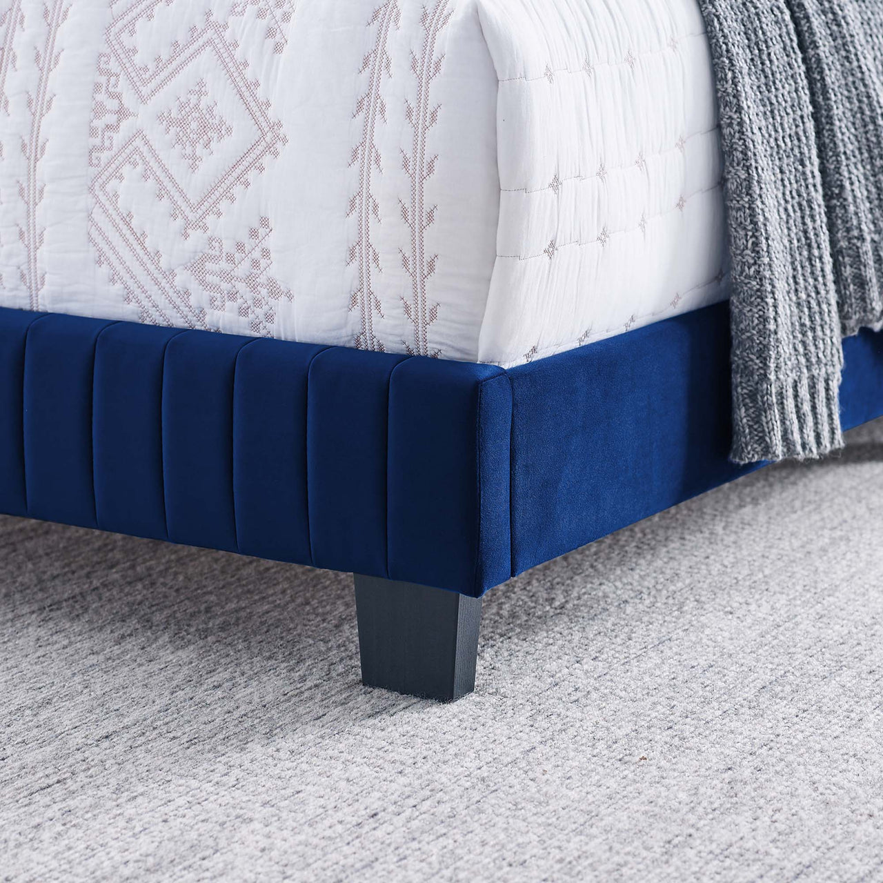 Heavenly Velvet Full Bed, Navy