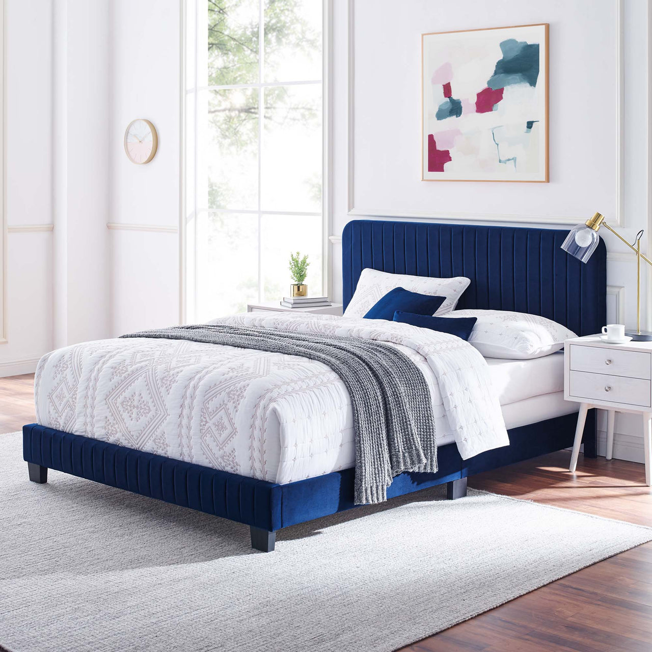 Heavenly Velvet Twin Bed, Navy