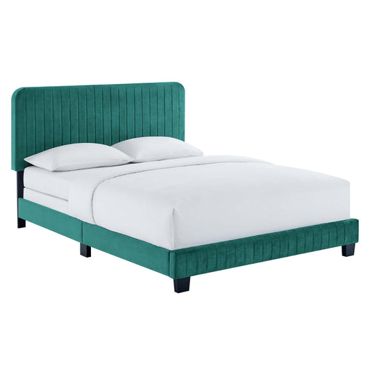 Heavenly Velvet Twin Bed, Teal