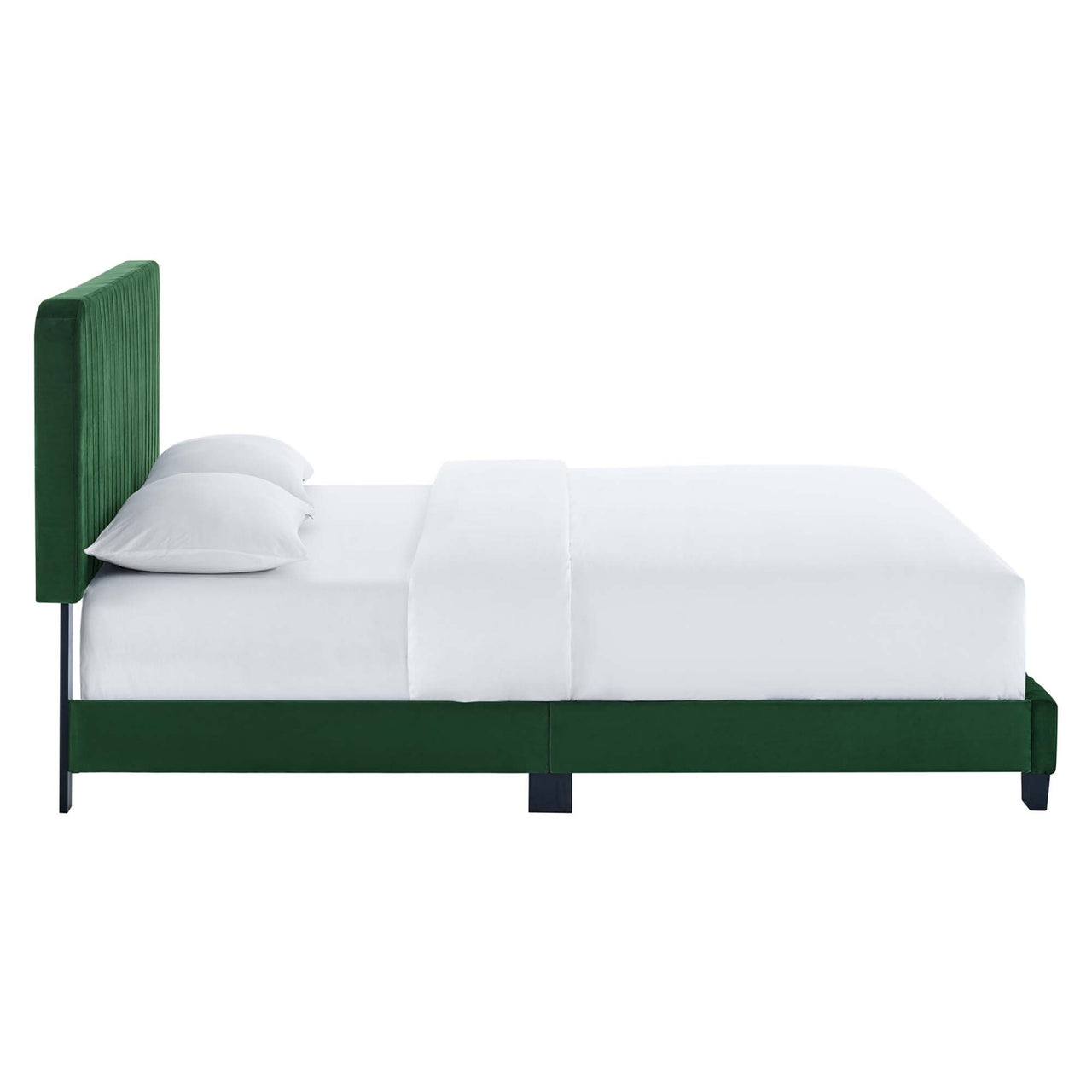 Heavenly Velvet King Platform Bed, Emerald