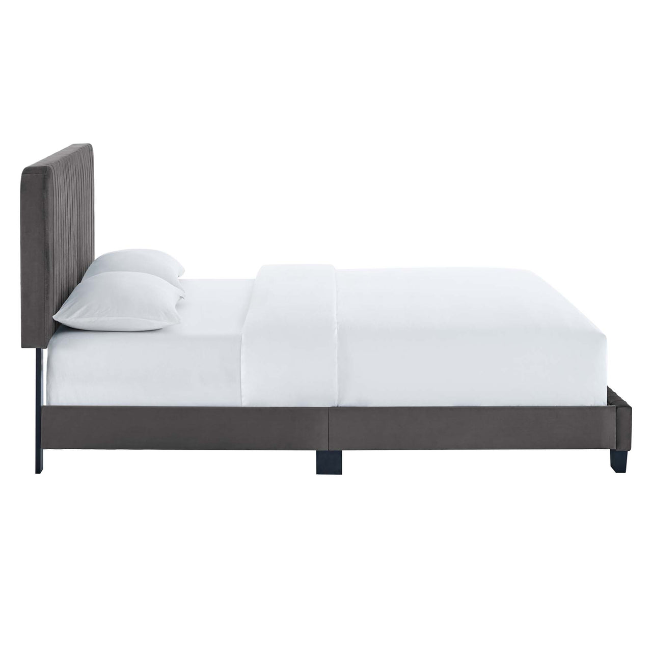 Heavenly Velvet King Platform Bed, Gray