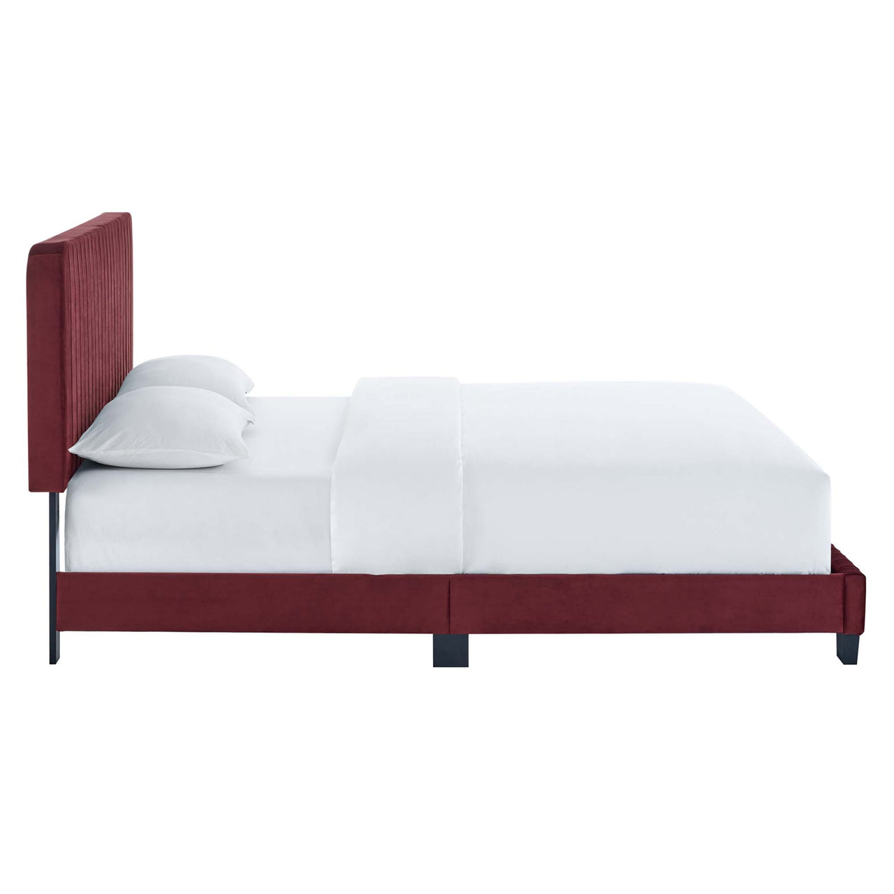 Heavenly Velvet King Platform Bed, Maroon