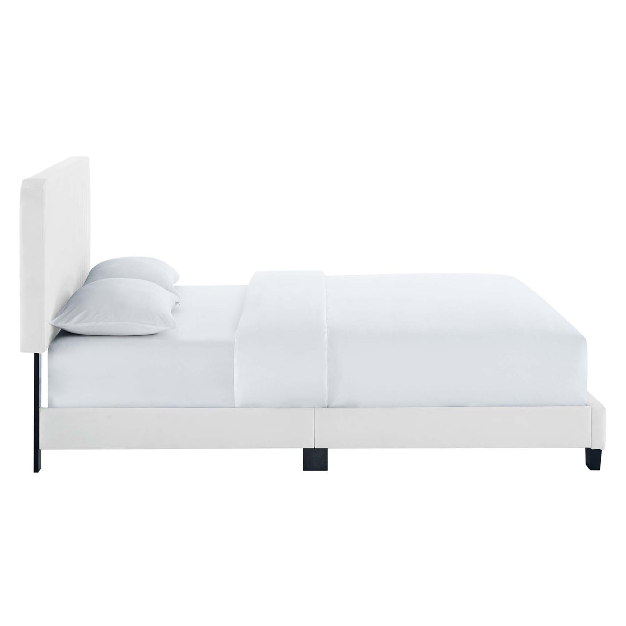 Heavenly Velvet King Platform Bed, White