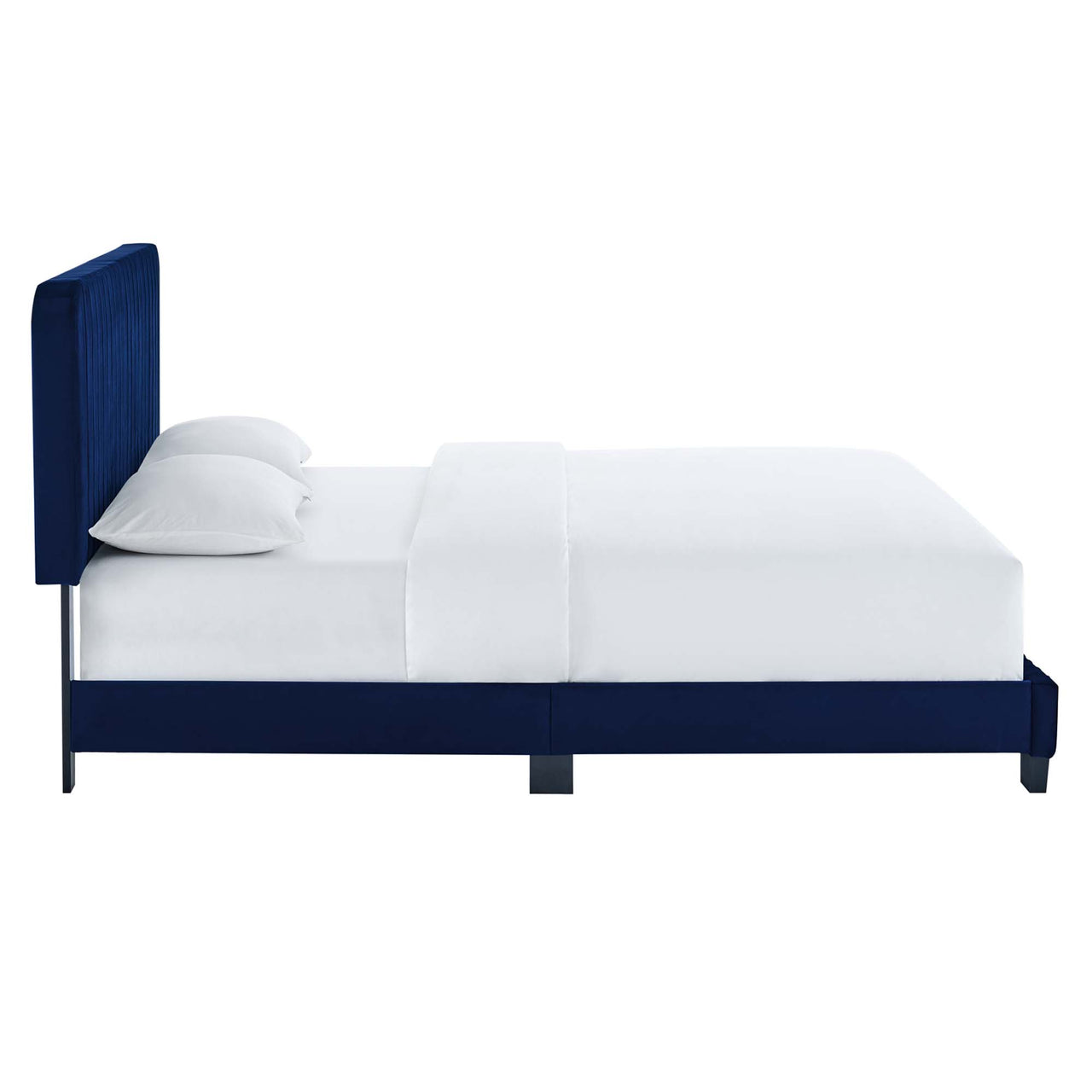 Heavenly Velvet Queen Platform Bed, Navy