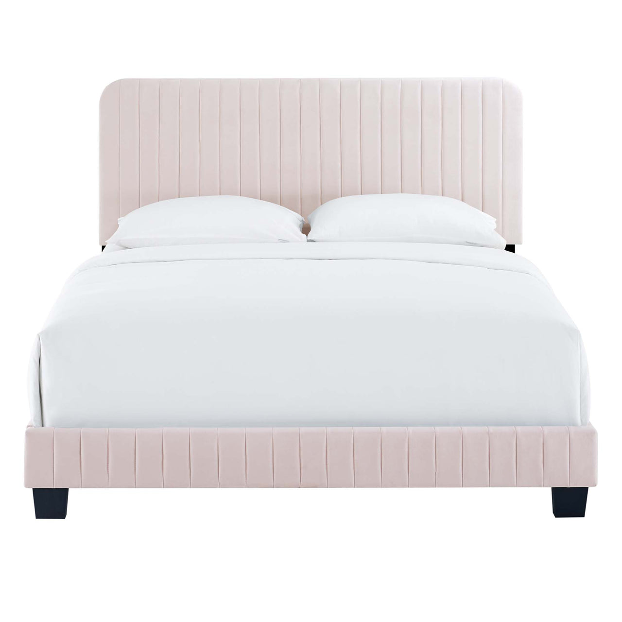 Heavenly Velvet Queen Platform Bed, Pink