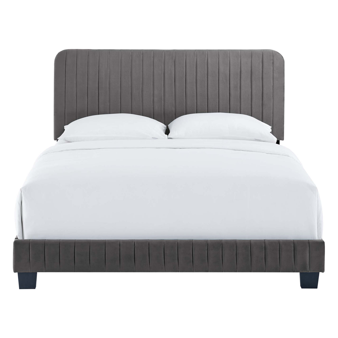 Heavenly Velvet Full Platform Bed, Gray