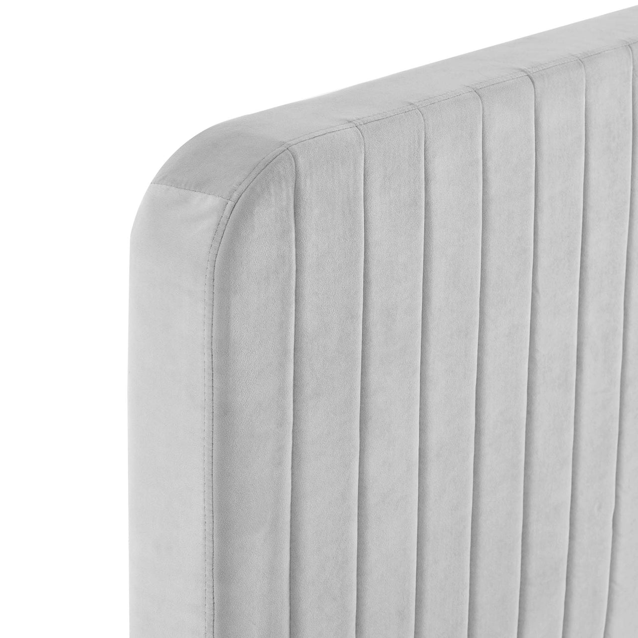 Heavenly Velvet Full Platform Bed, Light Gray