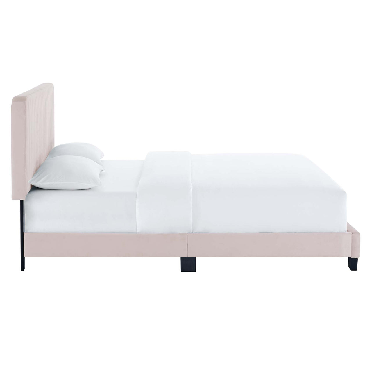 Heavenly Velvet Full Platform Bed, Pink