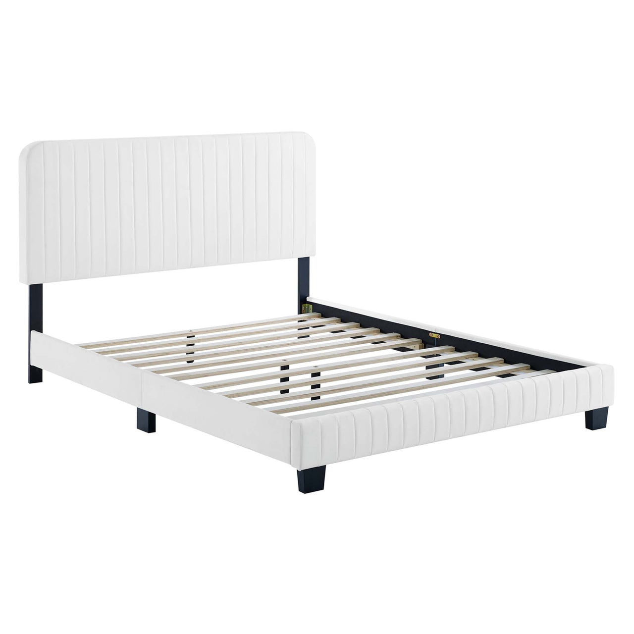 Heavenly Velvet Full Platform Bed, White