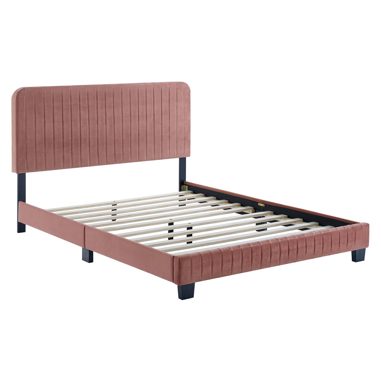 Heavenly Velvet Twin Platform Bed, Dusty Rose