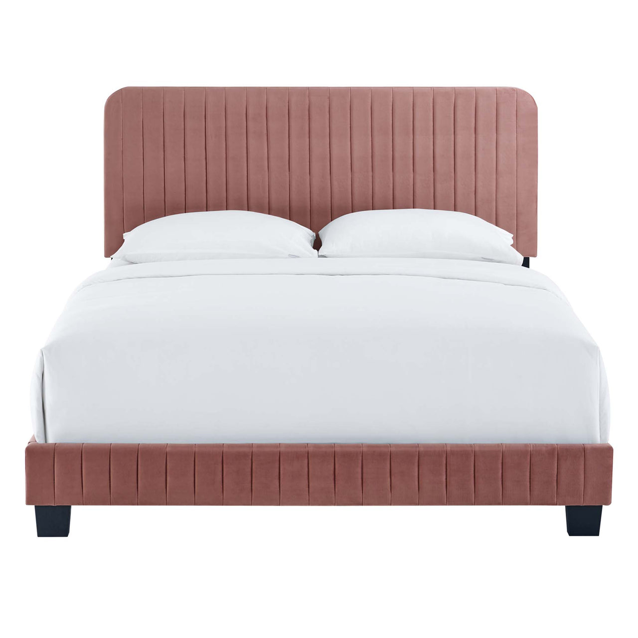 Heavenly Velvet Twin Platform Bed, Dusty Rose