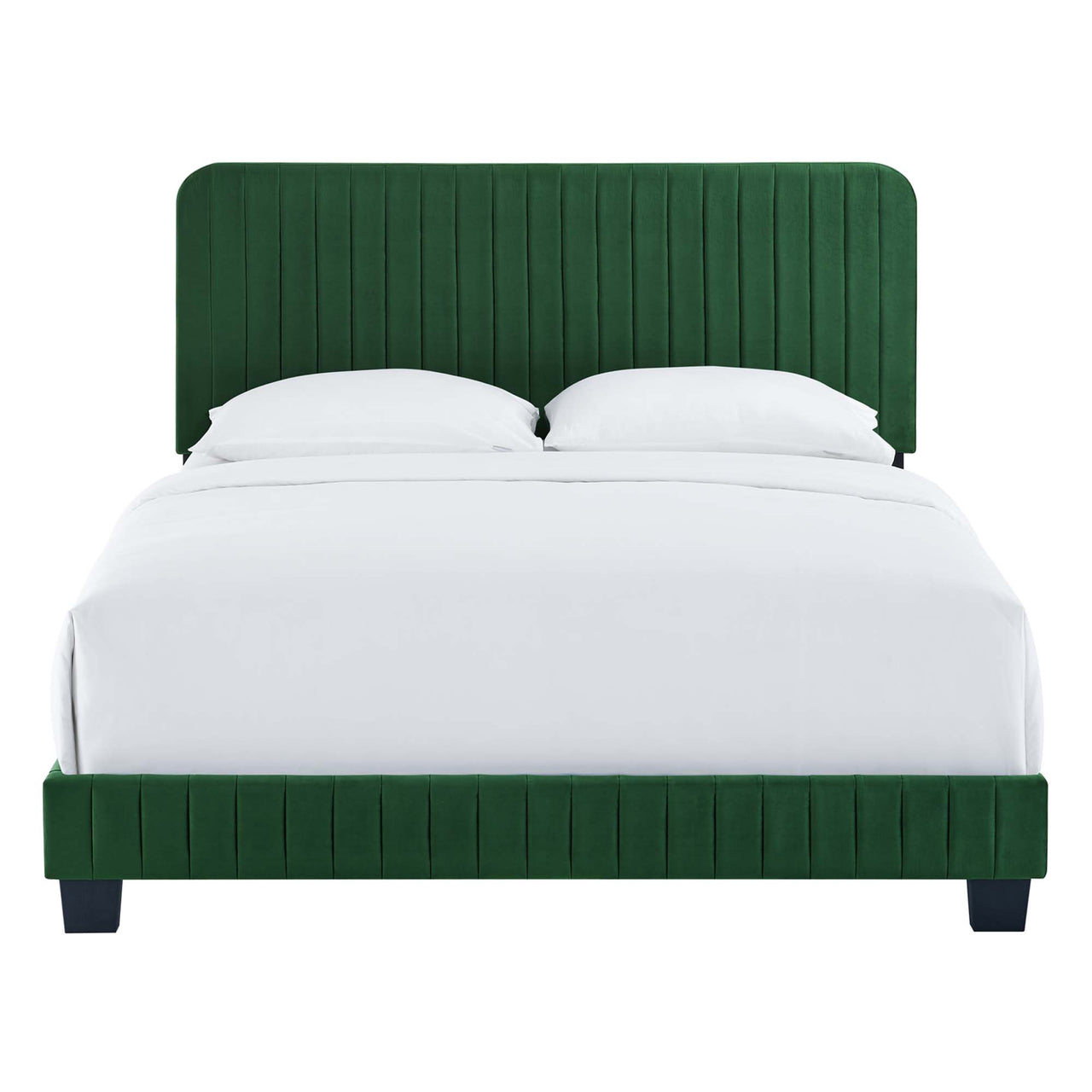 Heavenly Velvet Twin Platform Bed, Emerald