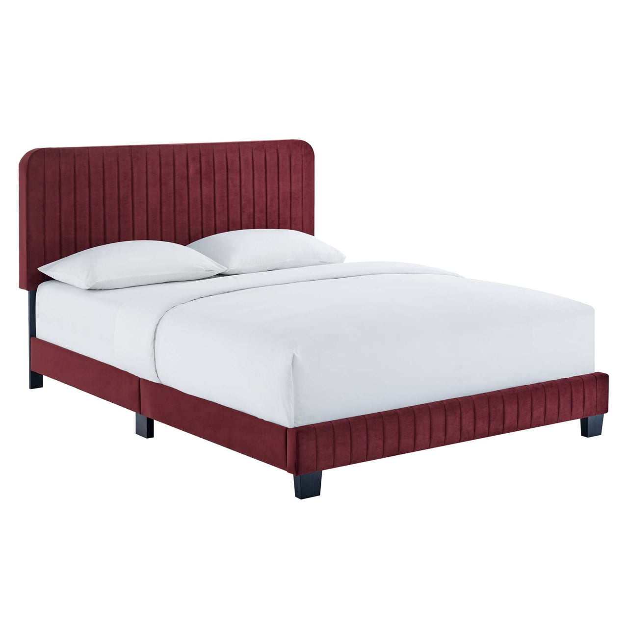Heavenly Velvet Twin Platform Bed, Maroon