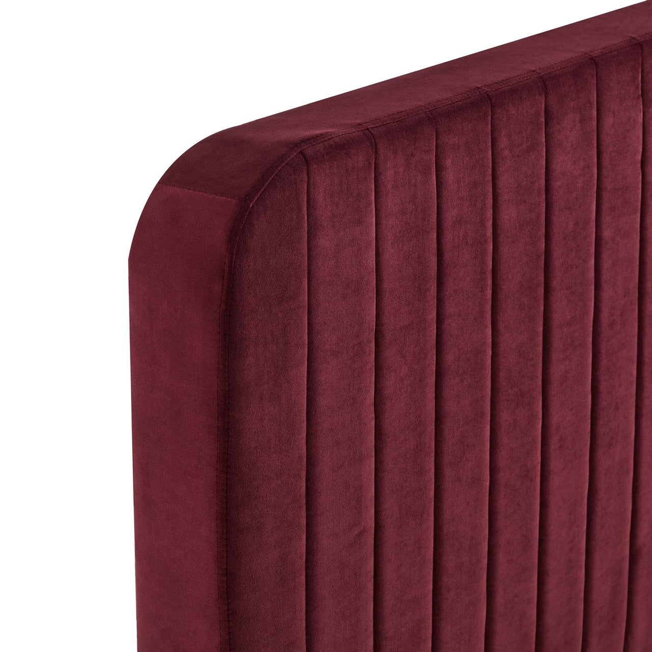 Heavenly Velvet Twin Platform Bed, Maroon