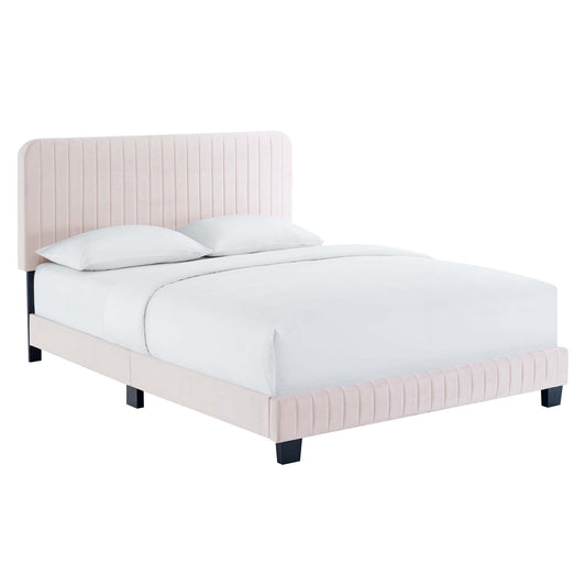 Heavenly Velvet Twin Platform Bed, Pink