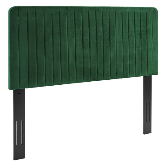 Emara Upholstered Velvet Twin Headboard, Emerald