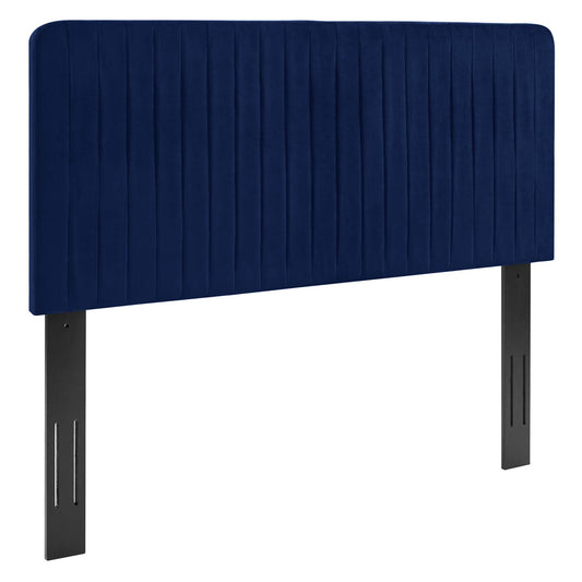 Emara Upholstered Velvet King | California King Headboard, Navy