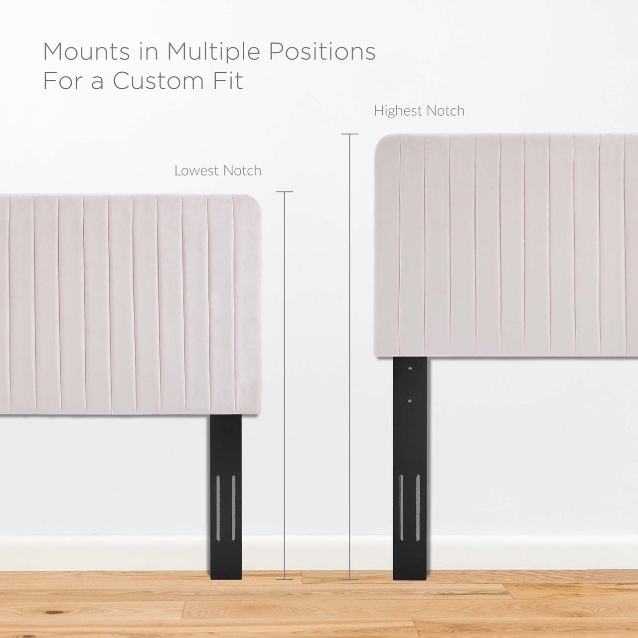 Emara Upholstered Velvet King | California King Headboard, Pink