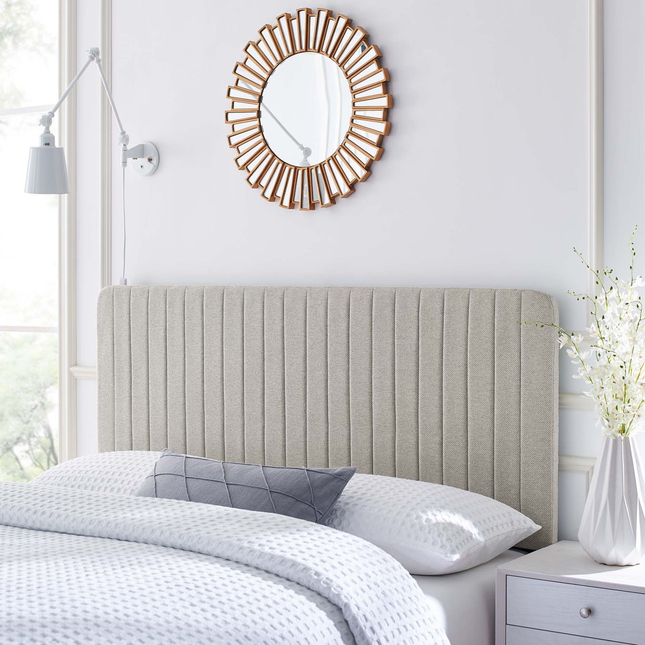 Emara Upholstered Fabric King | California King Headboard, Oatmeal