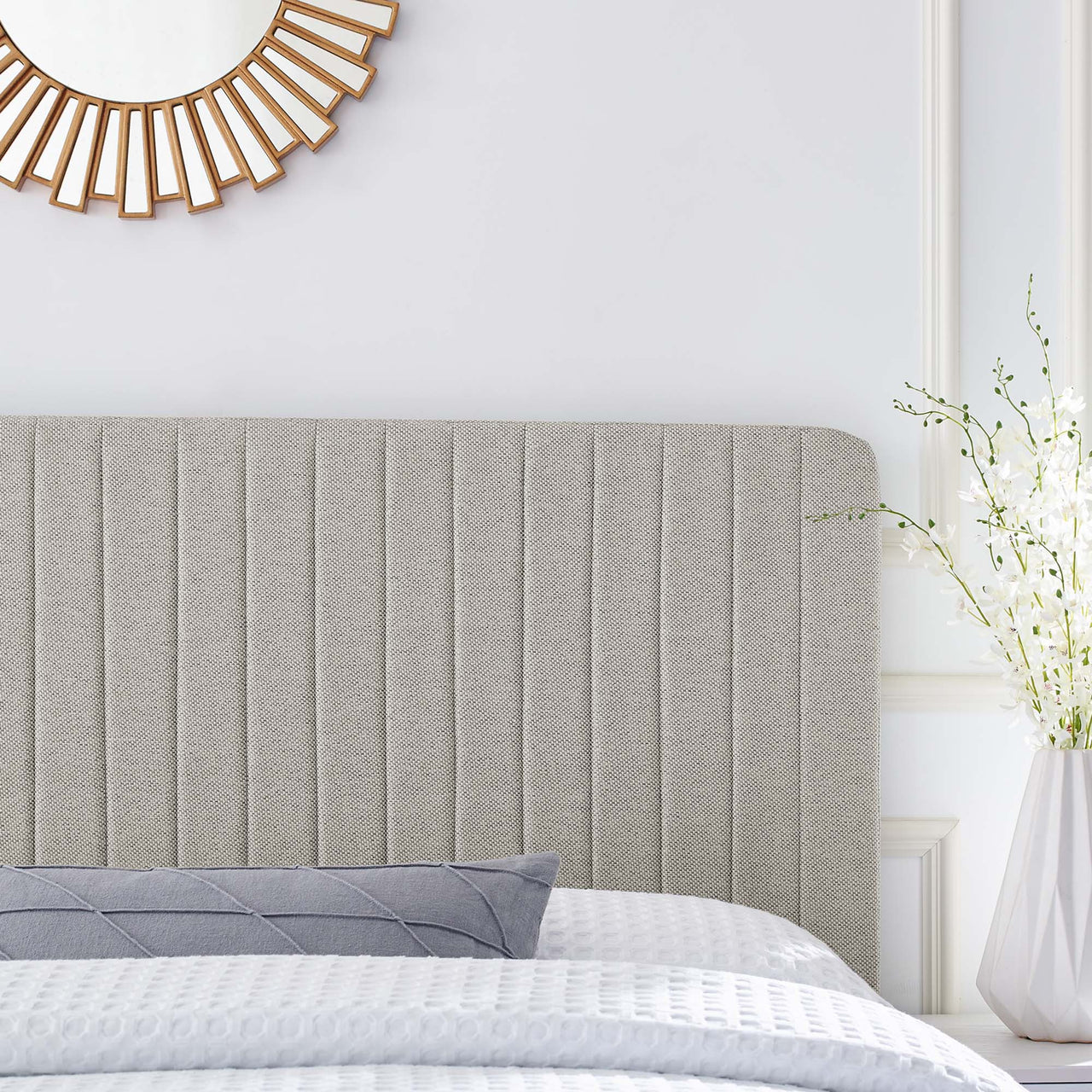 Emara Upholstered Fabric King | California King Headboard, Oatmeal