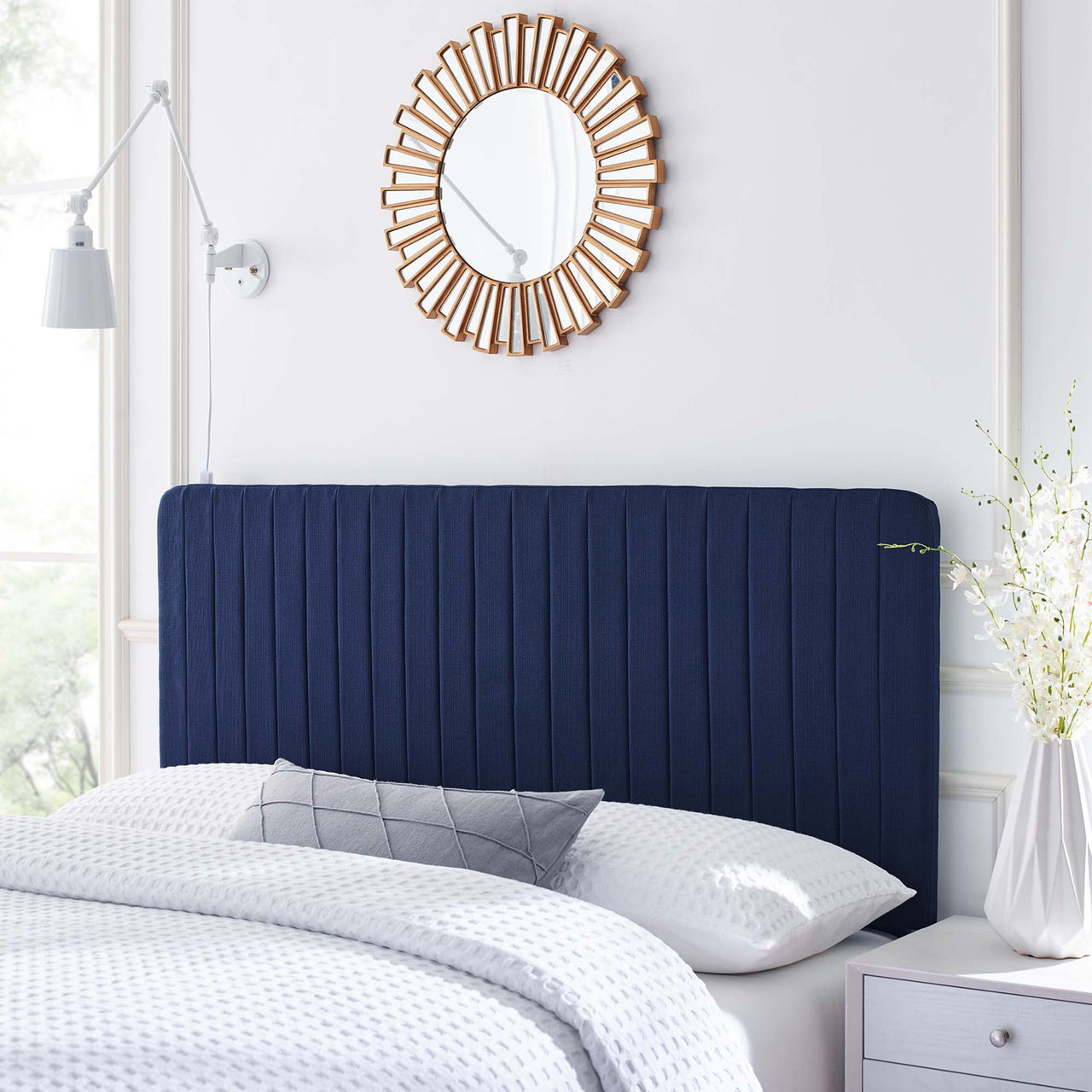 Emara Upholstered Fabric King | California King Headboard, Royal Blue