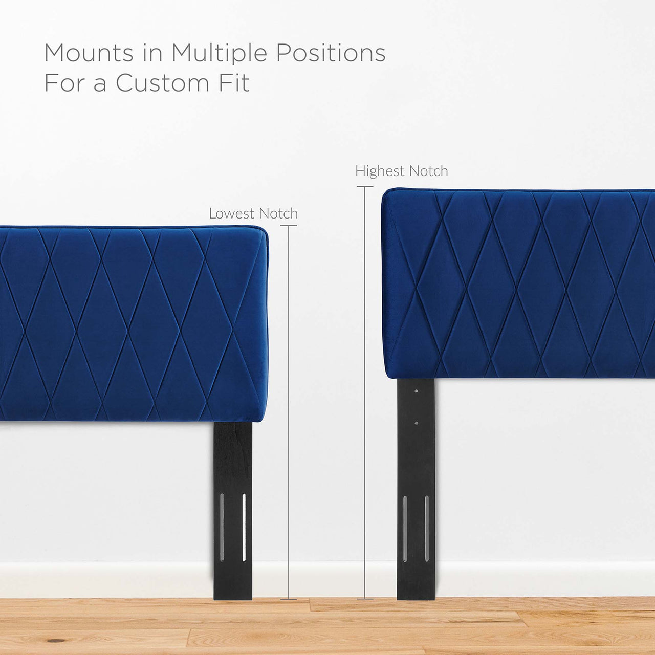 Rynelle Upholstered Velvet King | California King Headboard, Navy