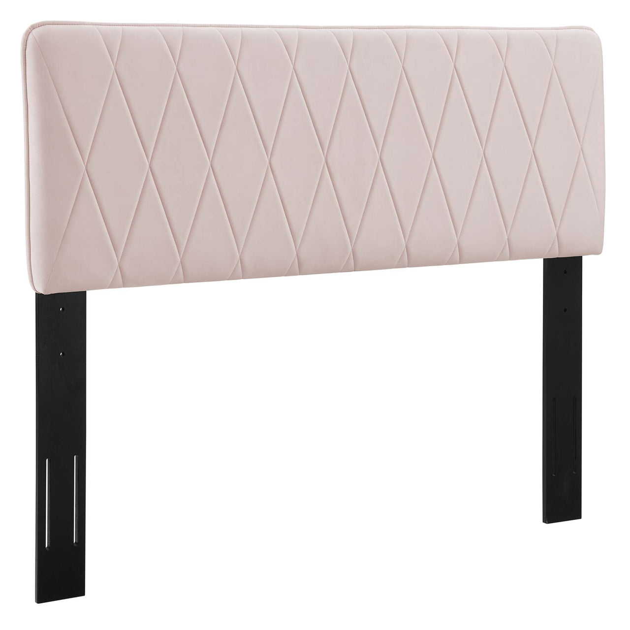 Diamond Upholstered Velvet King Platform Bed, Pink