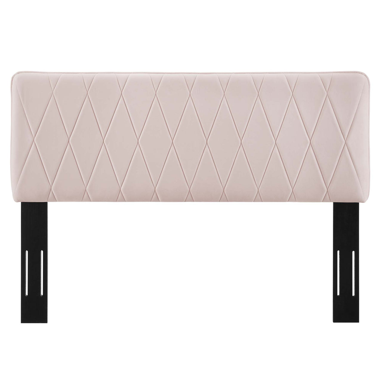 Diamond Upholstered Velvet King Platform Bed, Pink