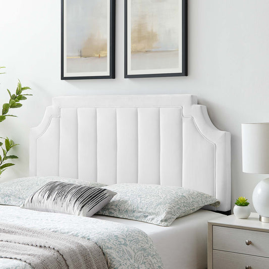 Velena Velvet Full | Queen Headboard, White