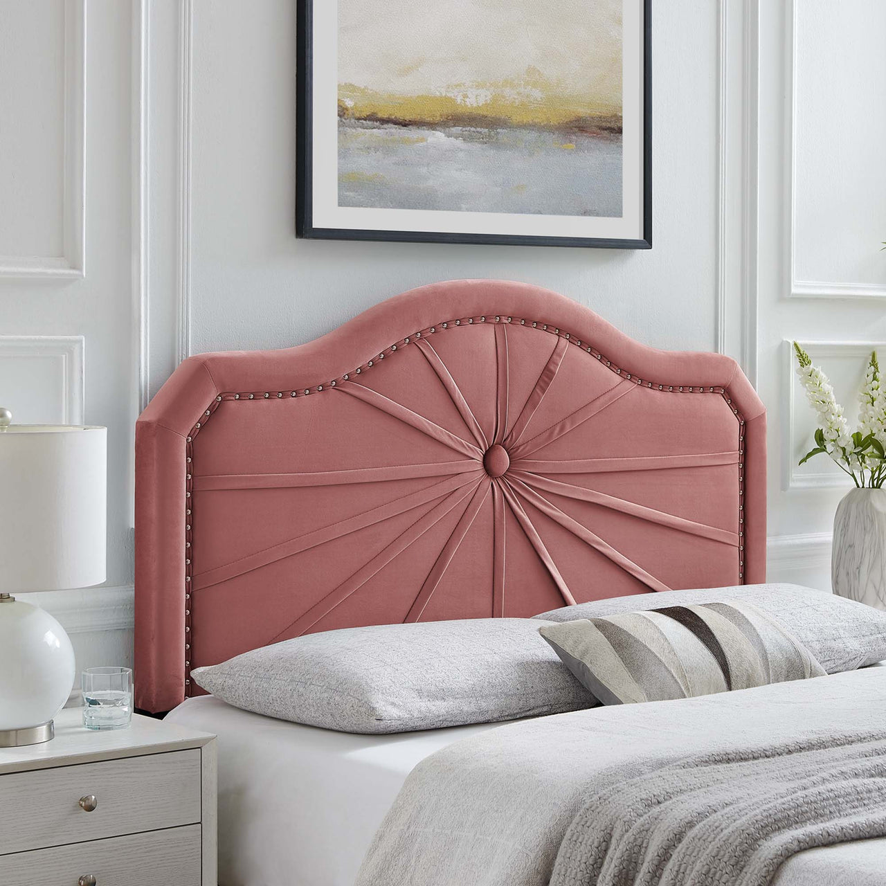 Solenith Velvet King | California King Headboard, Dusty Rose