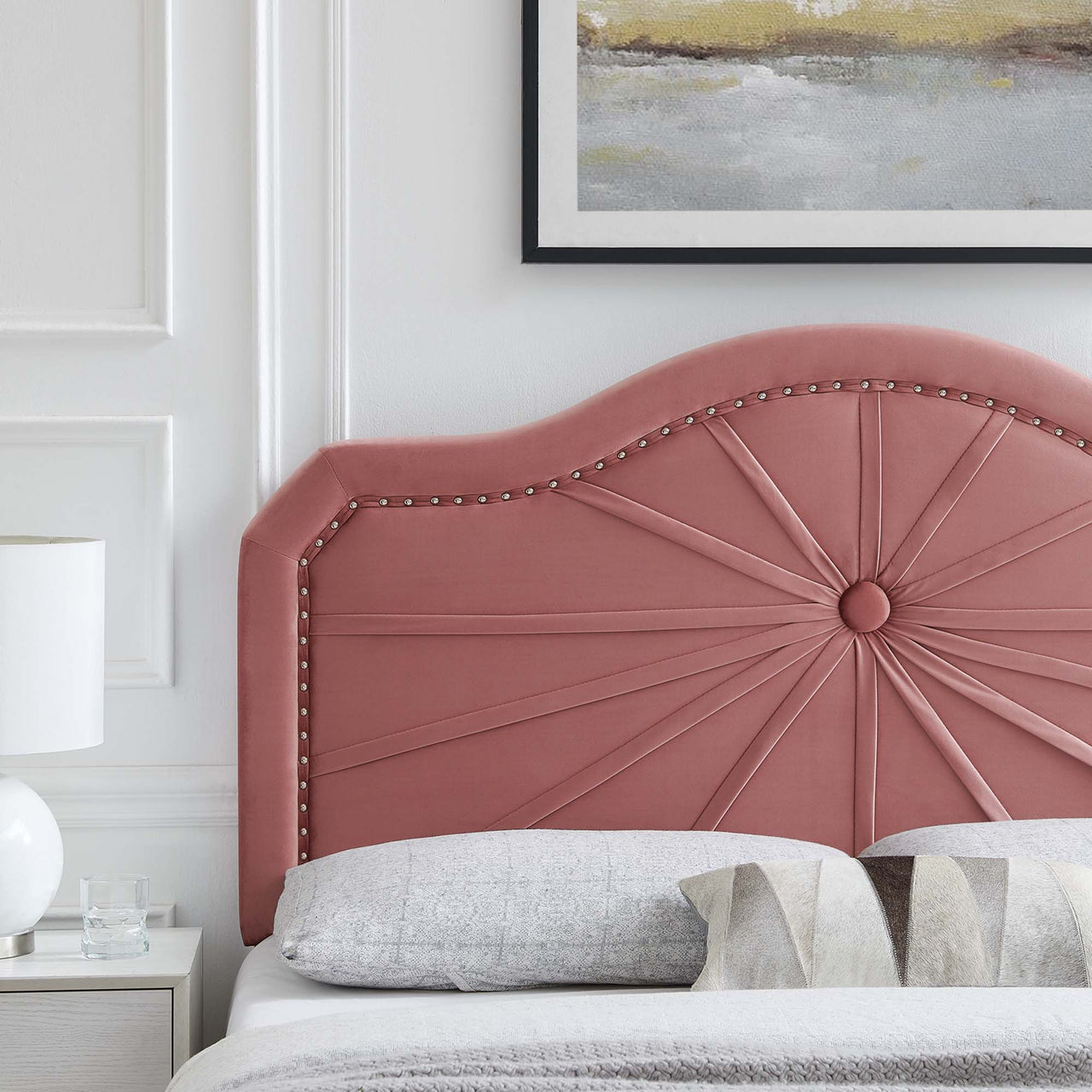 Solenith Velvet King | California King Headboard, Dusty Rose