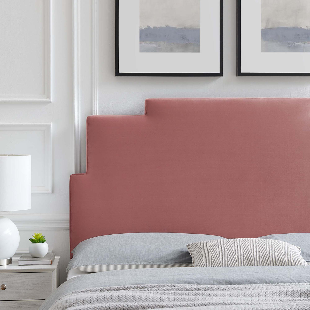 Throne Upholstered Velvet Twin Headboard, Dusty Rose