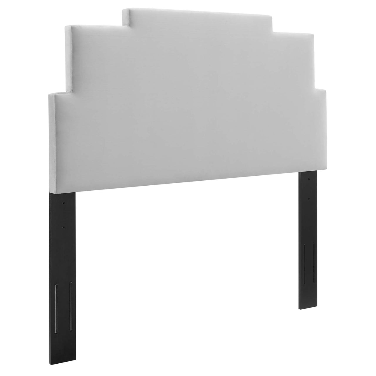 Throne Upholstered Velvet Twin Headboard, Light Gray