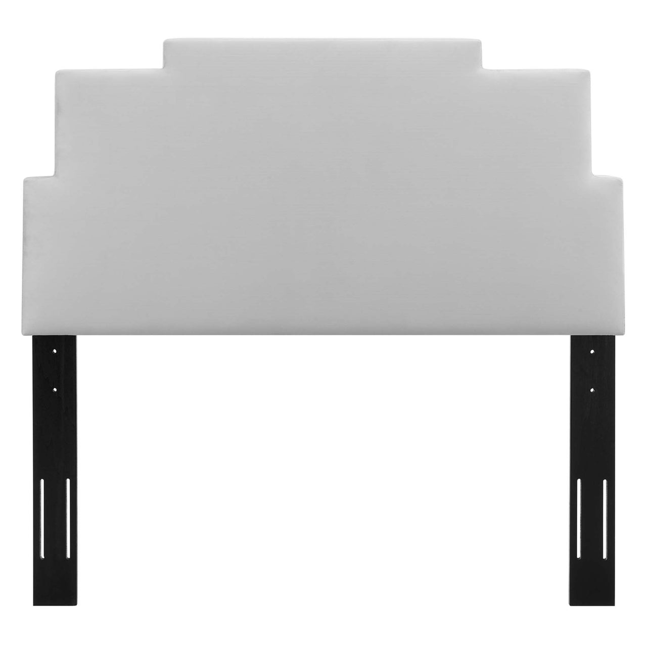 Throne Upholstered Velvet Twin Headboard, Light Gray