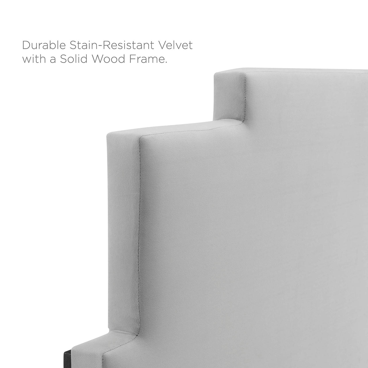 Throne Upholstered Velvet Twin Headboard, Light Gray