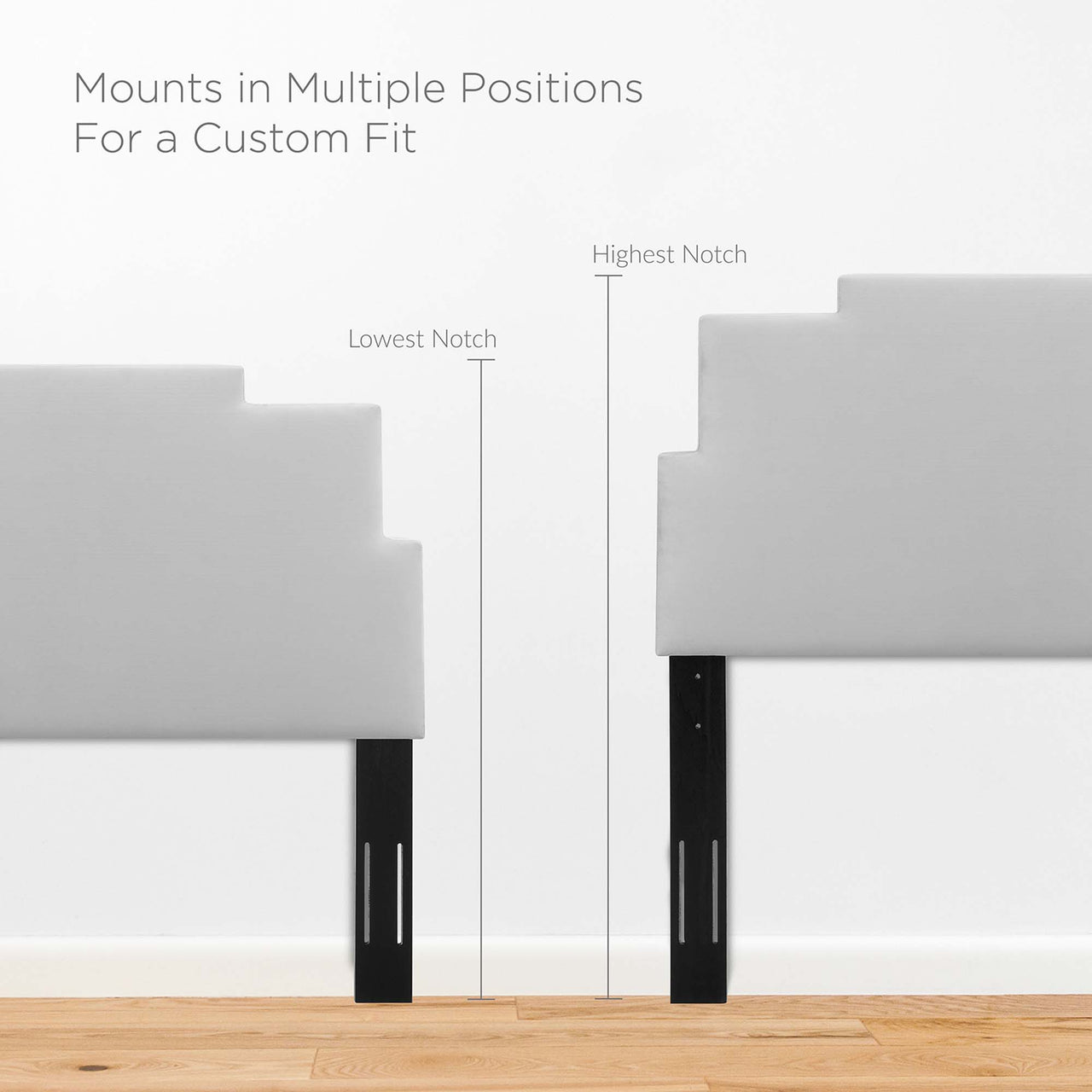 Throne Upholstered Velvet Twin Headboard, Light Gray