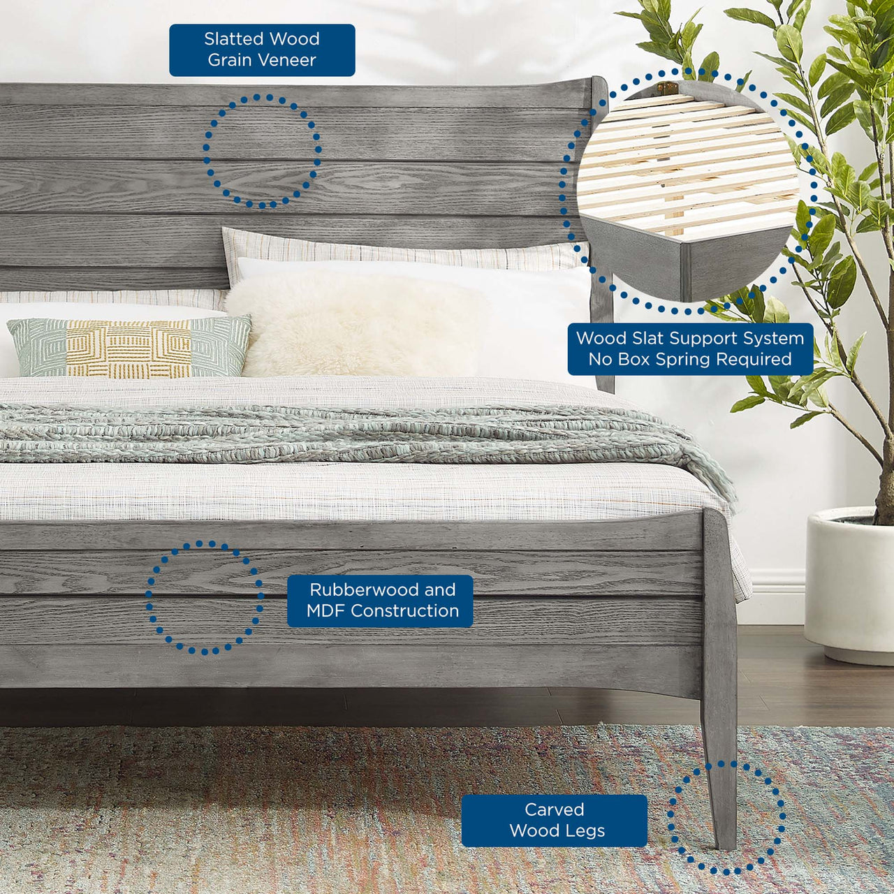 Gina 3-Piece Queen Bedroom Set, Gray