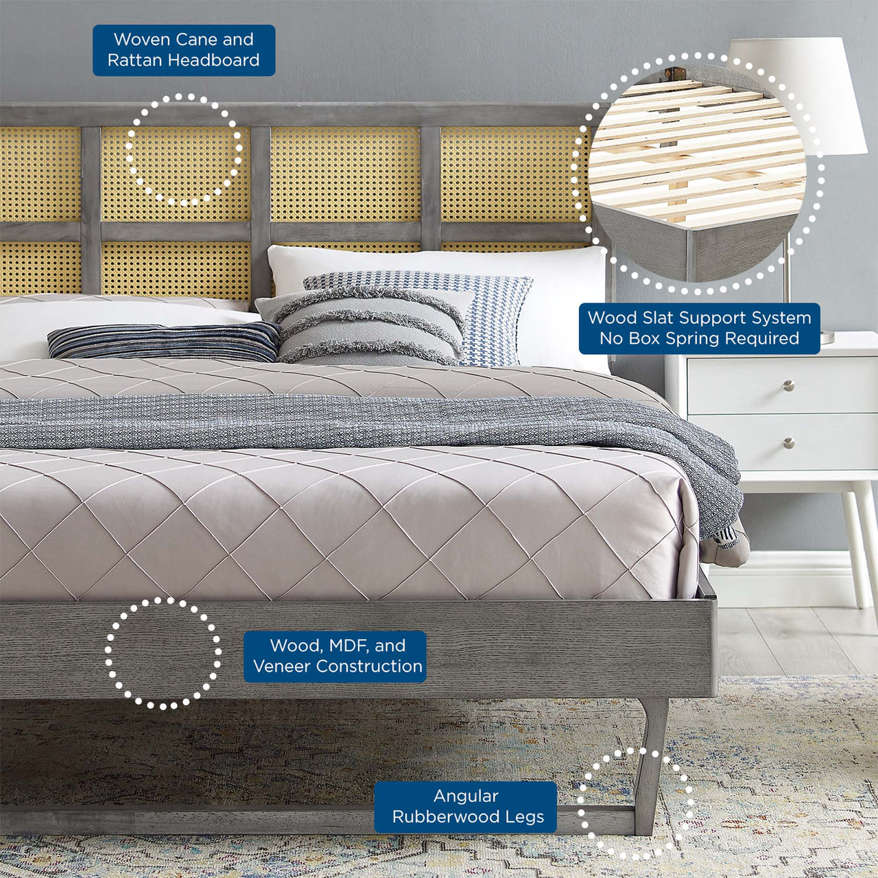 Matrix Queen Platform Bed, Gray