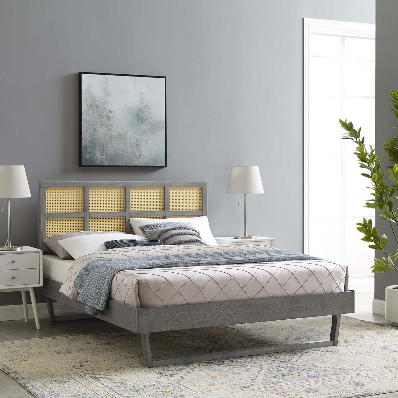 Matrix Queen Platform Bed, Gray