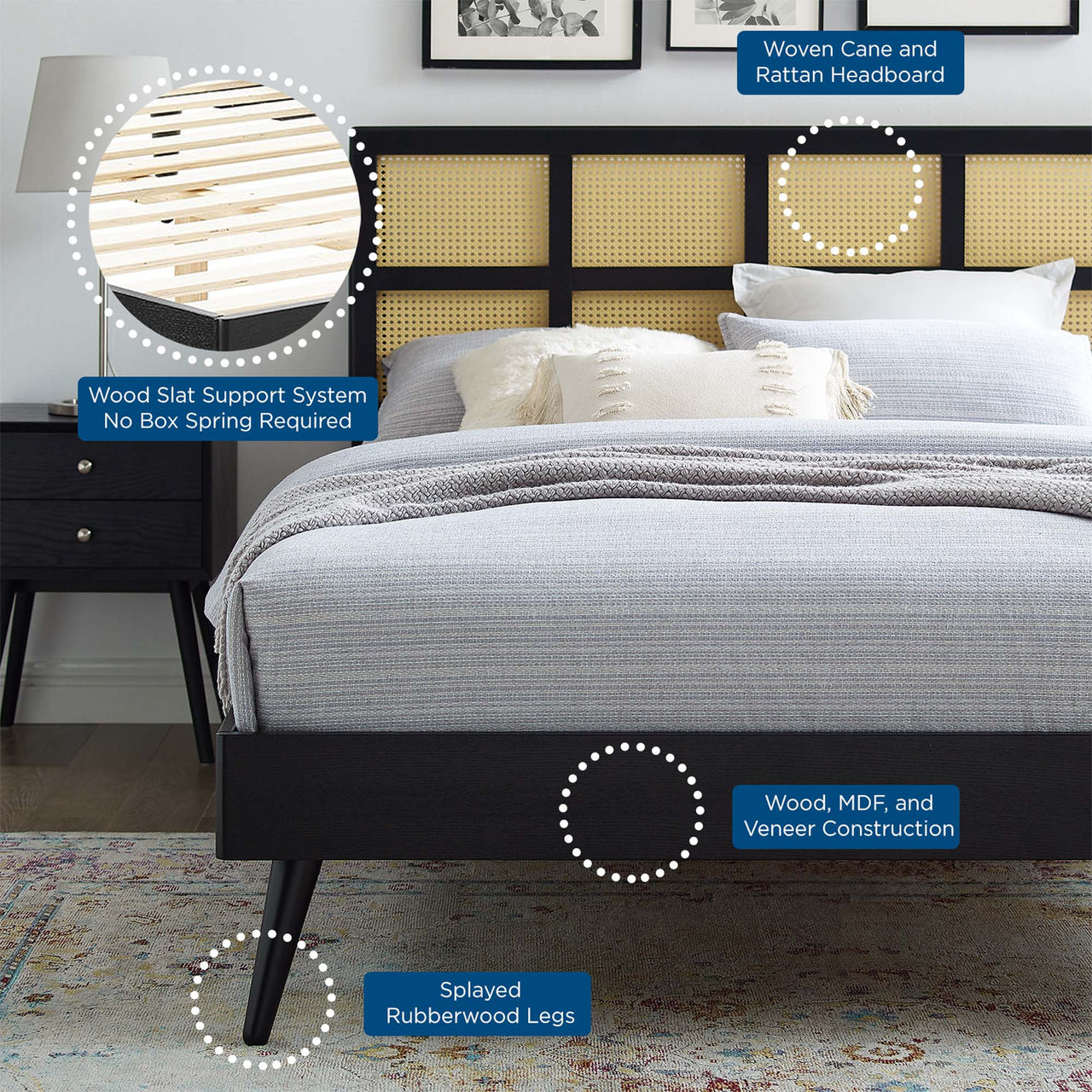 Matrix Queen Platform Bed, Black